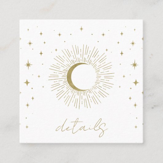 ホワイト&金ゴールドスターズシナ日が差すことムーン結婚ズ スクエア名刺 (正面)