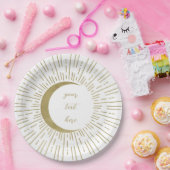 ホワイト&金ゴールドスターズシナ日が差すことムーン結婚ズ ペーパープレート (パーティー)