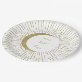 ホワイト&金ゴールドスターズシナ日が差すことムーン結婚ズ ペーパープレート (アングル)
