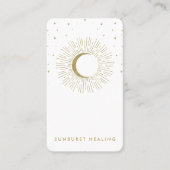 ホワイト&金ゴールドスターズ天空日が差すことムーンQR 名刺 (正面)