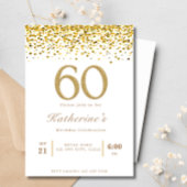 ホワイト&金ゴールドタイポグラフィ60モダン誕生日 招待状
