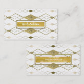 ホワイト&金ゴールドダイヤモンドグラマーモダンクラッシーエレガント 名刺 (正面/裏面)