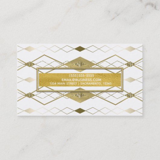 ホワイト&金ゴールドダイヤモンドグラマーモダンクラッシーエレガント 名刺 (裏面)