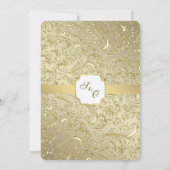 ホワイト&金ゴールドダマスクウェディング招待状 招待状 (裏面)