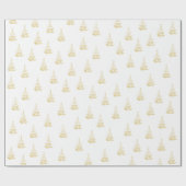 ホワイト&金ゴールドツリーホリデイ ラッピングペーパー (フラット)