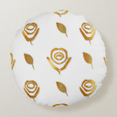 ホワイト&金ゴールドバラフローラルパターン ラウンドクッション (裏面)