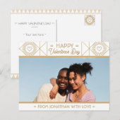 ホワイト&金ゴールドバレンタインデーパーソナライズされたの写真 ポストカード (正面/裏面)