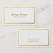 ホワイト&金ゴールドフェイクフォイルシャインミニマルグラム 名刺 (正面/裏面)