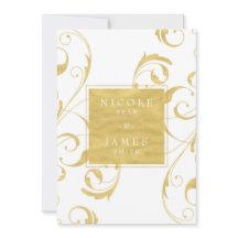 ホワイト&金ゴールドフェイクフローラスワールエレガントな結婚式