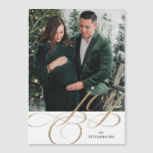 ホワイト&金ゴールドフェスティバルフローリッシュジョイホリデーマグネット マグネット招待状 (正面)