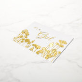 ホワイト |金ゴールドフローラ女の子の誕生発表 箔招待状ポストカード (回転した状態)