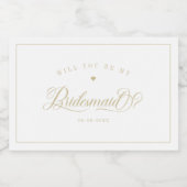 ホワイト&金ゴールドブリデスメイド提案ミニワインラベル スパークリングワインラベル (シングルラベル)