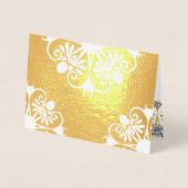 ホワイト&金ゴールドマンダラインディアン結婚式招待状 箔カード (正面)