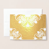 ホワイト&金ゴールドマンダラインディアン結婚式招待状 箔カード (封筒付き正面)
