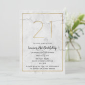 ホワイト&金ゴールドマーブル21歳の招待状 招待状 (スタンド正面)