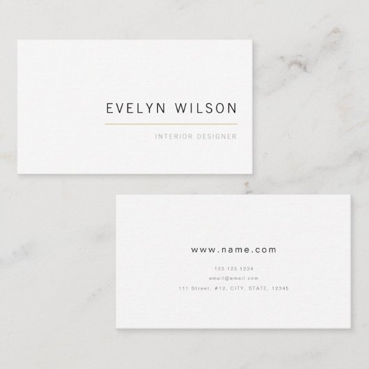 ホワイト&金ゴールドミニエレガントマリモダンスト 名刺 (正面/裏面)