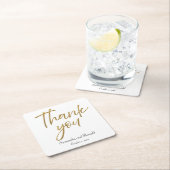 ホワイト&金ゴールドミニマリストありがとうご結婚ざう スクエアペーパーコースター (インサイチュ)