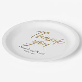 ホワイト&金ゴールドミニマリストありがとうご結婚ざう ペーパープレート (アングル)