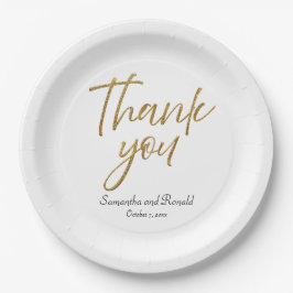 ホワイト&金ゴールドミニマリストありがとうご結婚ざう ペーパープレート