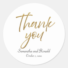 ホワイト&金ゴールドミニマリストありがとうご結婚ざう ラウンドシール