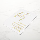 ホワイト&金ゴールドミニマリスト40th Birthday 箔招待状 (回転した状態)