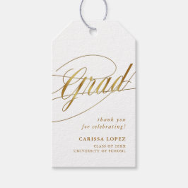 ホワイト&金ゴールドミニマリストGrad書道写真 ギフトタグ