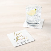 ホワイト&金ゴールドミニマル感謝していラブ&結婚ズ スクエアペーパーコースター (インサイチュ)