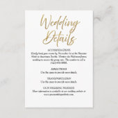 ホワイト&金ゴールドミニマ結婚リストの詳細カード エンクロージャーカード (正面)