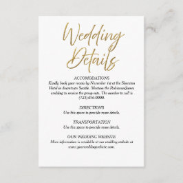 ホワイト&金ゴールドミニマ結婚リストの詳細カード エンクロージャーカード