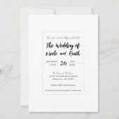 ホワイト&金ゴールドモダンエレガミニマルントウェディング 招待状 (正面)