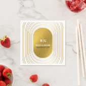 ホワイト&金ゴールドモダンミニマリスト結婚アーチズ スタンダードカクテルナプキン (インサイチュ)