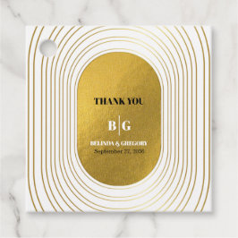 ホワイト&金ゴールドモダンミニマリスト結婚アーチズ フェイバータグ