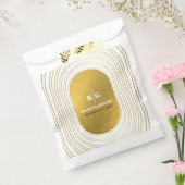 ホワイト&金ゴールドモダンミニマリスト結婚アーチズ フェイバーバッグ (封をした状態)