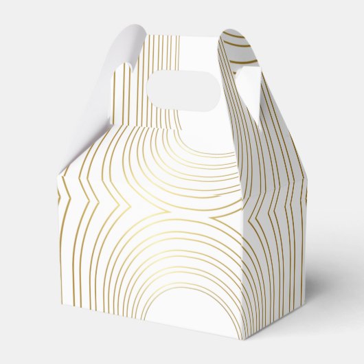 ホワイト&金ゴールドモダンミニマリスト結婚アーチズ フェイバーボックス (裏面サイド)