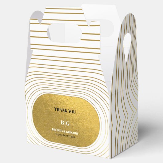 ホワイト&金ゴールドモダンミニマリスト結婚アーチズ フェイバーボックス (オープン)