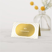 ホワイト&金ゴールドモダンミニマリスト結婚アーチズ プレイスカード (裏面)