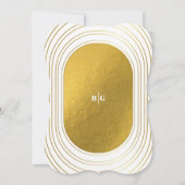 ホワイト&金ゴールドモダンミニマリスト結婚アーチズ 招待状 (裏面)