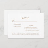 ホワイト&金ゴールドモノグラムウェディングRSVPカード 出欠カード (正面/裏面)