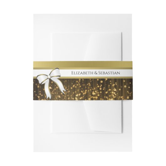 ホワイト&金ゴールドリボン結婚式招待状 招待状ベリーバンド (正面例)