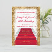 ホワイト&金ゴールドレッドカーペット誕生日 招待状 (スタンド正面)