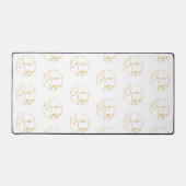 ホワイト&金ゴールドロゴブランドシックカンパニー デスクマット (正面)