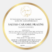 ホワイト&金ゴールドロゴラグジュアリーモダンベーカリー成分 ラウンドシール (正面)