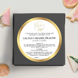 ホワイト&金ゴールドロゴラグジュアリーモダンベーカリー成分 ラウンドシール