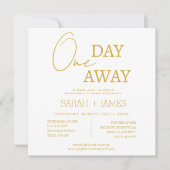 ホワイト&金ゴールドワンデイリハ遠くにーサルディナー結婚ズ 招待状 (正面)