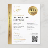 ホワイト&金ゴールド企業のビジネスQRコードマーケティング チラシ (正面)