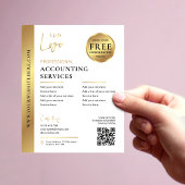 ホワイト&金ゴールド企業のビジネスQRコードマーケティング チラシ