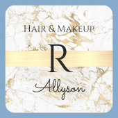 ホワイト/金ゴールド大理石バスプロモーション、ネームイニシャルサービス スクエアシール