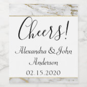 ホワイト&金ゴールド大理石応援ワインラベル ワインラベル (シングルラベル)