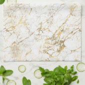 ホワイト&金ゴールド大理石 キッチンタオル (折り畳み)