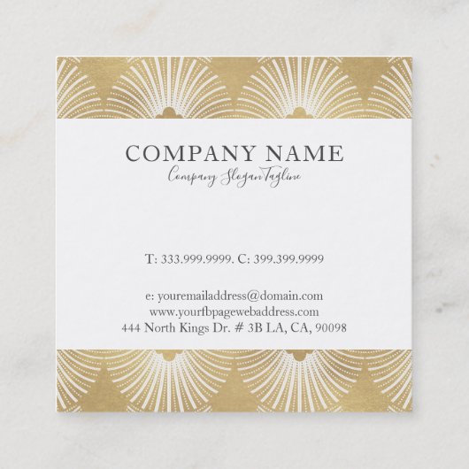 ホワイト&金ゴールド幾何学模様2 スクエア名刺 (裏面)